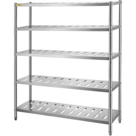 VEVOR Storage Shelf, 5-Tier Storage Shelving Unit, Stainless Steel Garage Shelf, 59.1 x 17.7 x 70.9 inch Heavy Duty Storage Shelving