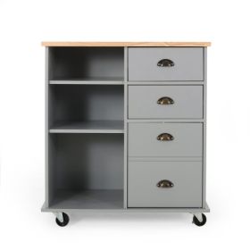 Kitchen Trolley 2 Drawers - 1 Door (Color: grey)